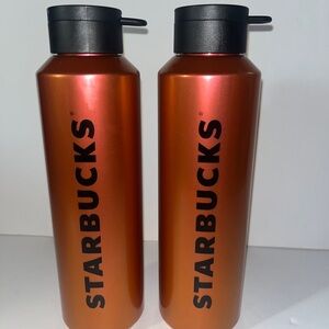 Starbucks Metallic Orange Bottles with Black Lids